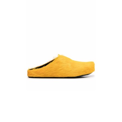 MARNI FUSSBET SABOT CALF-HAIR SLIPPERS 
